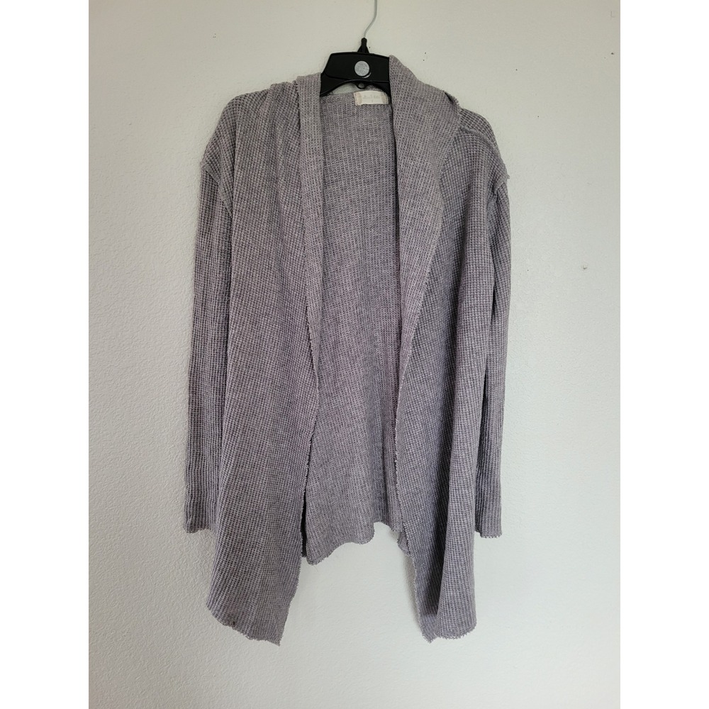 Altar'd State Women's Gray Waffle Knit Hooded Cardigan Sweater Size S #17